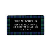 Green und Blue Kariert Holiday Rücksendeadresse Adressaufkleber (Vorne)