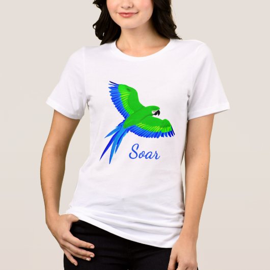 Green und Blue Macaw im Flug Tri-Blend Shirt (Vorderseite)