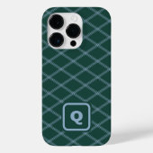 Green und Blue Mit Monogramm Art Deco Diamanten Case-Mate iPhone Hülle (Rückseite)