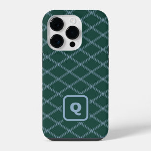 Green und Blue Mit Monogramm Art Deco Diamanten iPhone 14 Pro Hülle