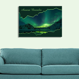 Green und Blue Northern Lights Ripped Frame Foto Poster