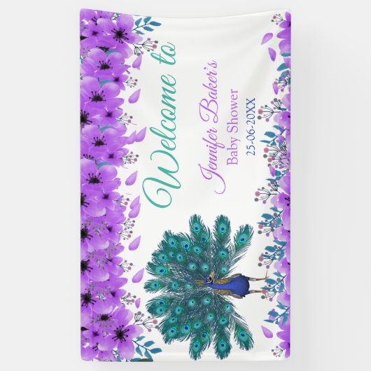 Green und Blue Peacock | LILA BLUME Banner (Vertikal)