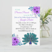 Green und Blue Peacock | LILA BLUME Einladung (Stehend Vorderseite)