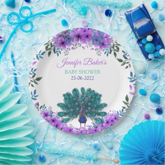 Green und Blue Peacock | LILA BLUME Pappteller (Party)