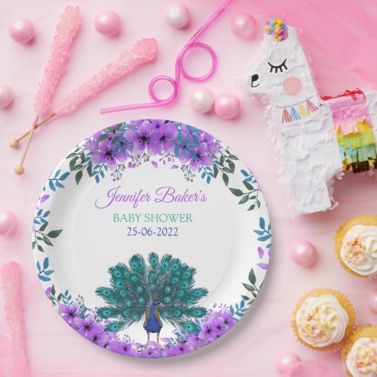 Green und Blue Peacock | LILA BLUME Pappteller (Party)