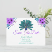 Green und Blue Peacock | LILA BLUME Save The Date (Stehend Vorderseite)