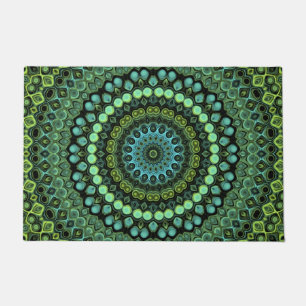 Green und Blue Peacock Mandala Design Fußmatte