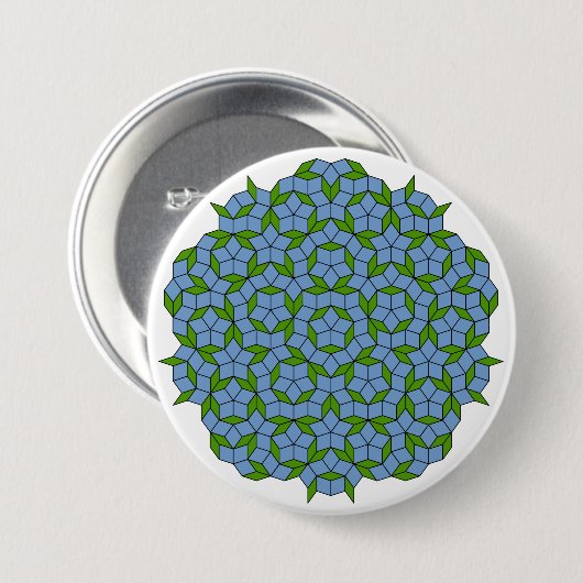 Green und Blue Penrose Rhombus Muster Button (Vorne & Hinten)