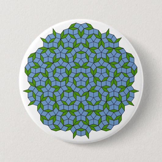 Green und Blue Penrose Rhombus Muster Button (Vorderseite)
