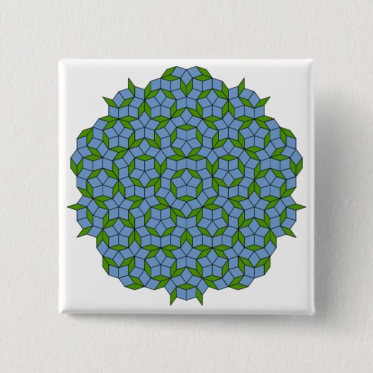 Green und Blue Penrose Rhombus Muster Button (Vorderseite)