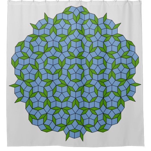 Green und Blue Penrose Rhombus Muster Duschvorhang (Vorderseite)
