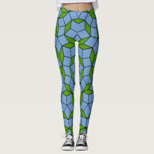 Green und Blue Penrose Rhombus Muster Leggings