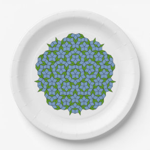 Green und Blue Penrose Rhombus Muster Pappteller