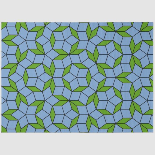 Green und Blue Penrose Rhombus Muster Seidenpapier (Vorderseite)