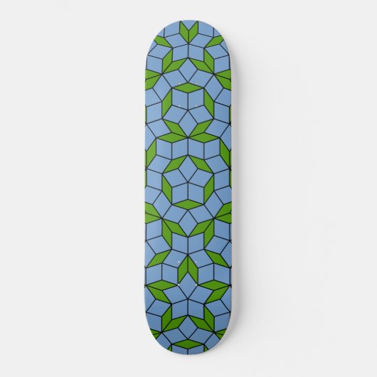 Green und Blue Penrose Rhombus Muster Skateboard (Vorderseite)