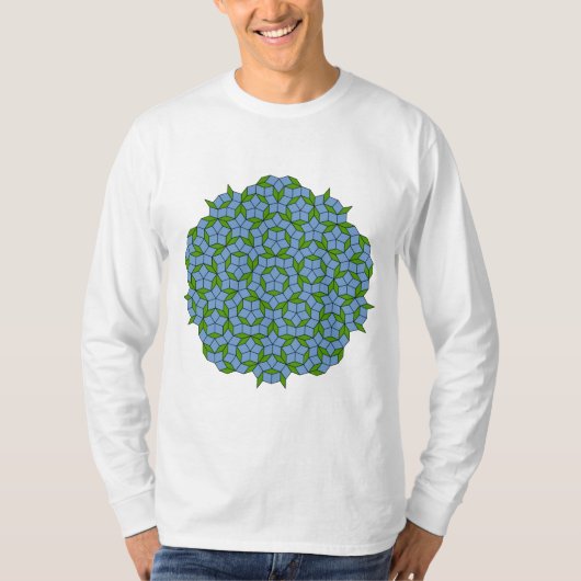 Green und Blue Penrose Rhombus Muster T-Shirt (Vorderseite)