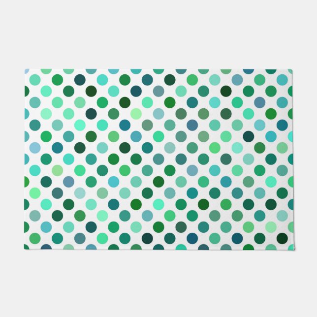 Green und Blue Polka Dot Fußmatte (Vorderseite)