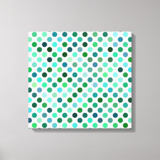 Green und Blue Polka Dot Leinwanddruck (Vorderseite)