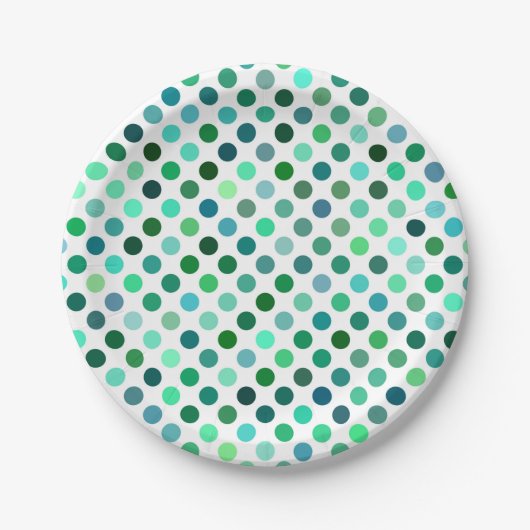 Green und Blue Polka Dot Pappteller (Vorderseite)