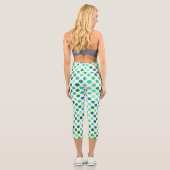 Green und Blue Polka Punkte Nahtloses Muster Capri Leggings (Rückseite)