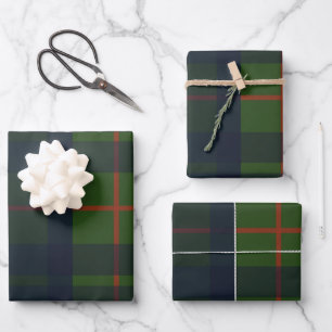 Green und Blue Red Tartan Kariert schottisch Karie Geschenkpapier Set
