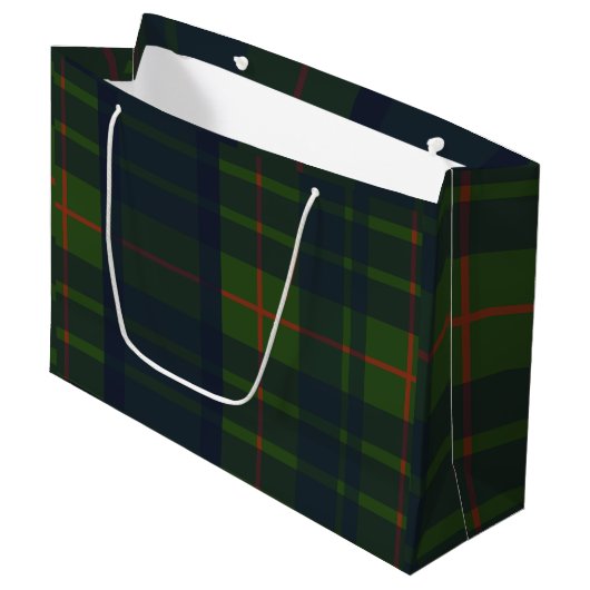 Green und Blue Red Tartan Kariert schottisch Karie Große Geschenktüte (Vorderseite Schrägansicht)