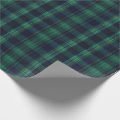 Green und Blue Scottish Tartan Kariert Geschenkpapier (Ecke)