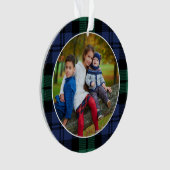 Green und Blue Tartan Karierte Custom Family Foto Ornament (Vorderseite)
