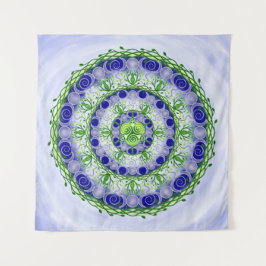 Green und Blue Triple Moon Goddess Mandala Wandteppich