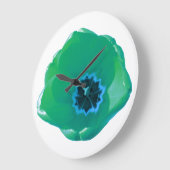 Green und Blue Tulip Wall Clock Große Wanduhr (Winkel)