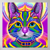Green und Blue Unique Mystical Kitty Cat Poster (Vorne)