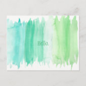 Green und Blue Watercolor Hallo Postcard Postkarte (Vorderseite)