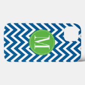 Green und Blue Zickzack Custom Monogram Case-Mate iPhone Hülle (Rückseite (Horizontal))