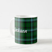 Green und Blues Tartan Kariertes Muster Kaffeetasse (Vorderseite Links)