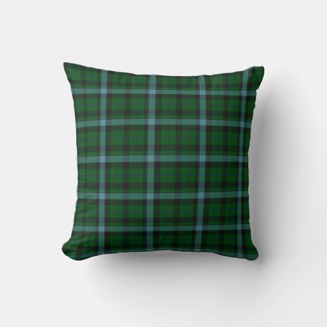 Green und Blues Tartan Kariertes Muster Kissen (Vorderseite)