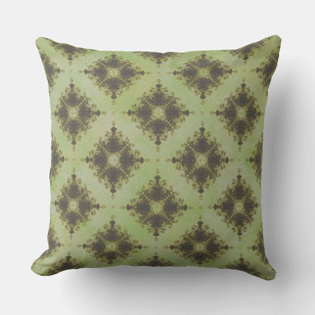 Green und Bronze Diamond Burst Pattern Kissen (Vorderseite)