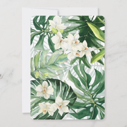 Green und Bronze Monstera Blätter Baby Dusche Part Einladung (Rückseite)