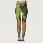 Green und Brown Camouflage Pattern Leggings (Vorderseite)