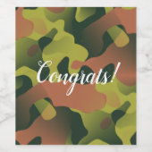 Green und Brown Camouflage Pattern Weinetikett (Einzelnes Label)