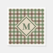 Green und Brown Gingham Kariert mit Monogram Picni Serviette (Vorderseite)