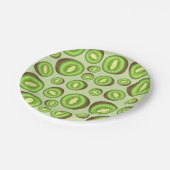 Green und Brown Kiwifruit-Muster Pappteller (Schrägansicht)