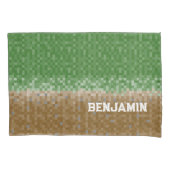 Green und Brown Pixel Design mit Namen Kissenbezug (Vorderseite)