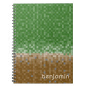 Green und Brown Pixel Miner mit Individuelle Name Notizblock (Vorderseite)
