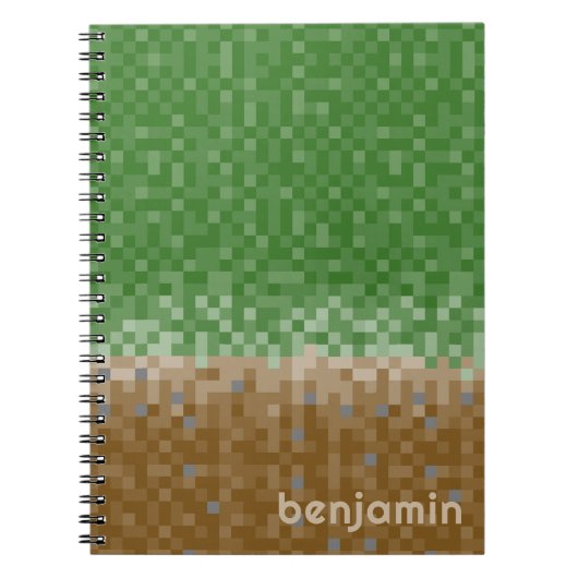 Green und Brown Pixel Miner mit Individuelle Name Notizblock (Vorderseite)
