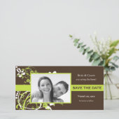 Green und Brown Save the Date Foto Cards (Stehend Vorderseite)
