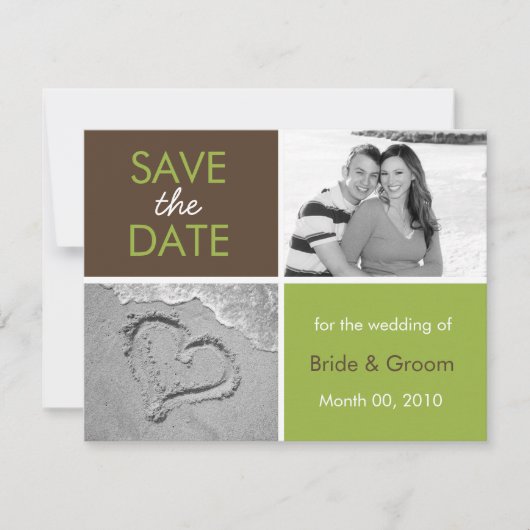 Green und Brown Save the Date Foto Cards (Vorderseite)