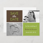 Green und Brown Save the Date Foto Cards (Vorne/Hinten)