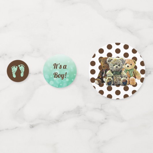 Green und Brown Teddy Bear Themed Konfetti (Vorderseiten)