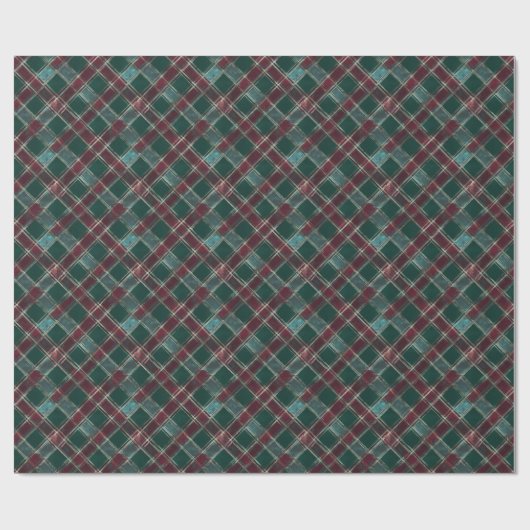 Green und Burgundy Checkered Pattern - Classic Geschenkpapier (Flach)