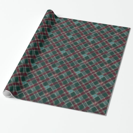 Green und Burgundy Checkered Pattern - Classic Geschenkpapier (Ungerollt)